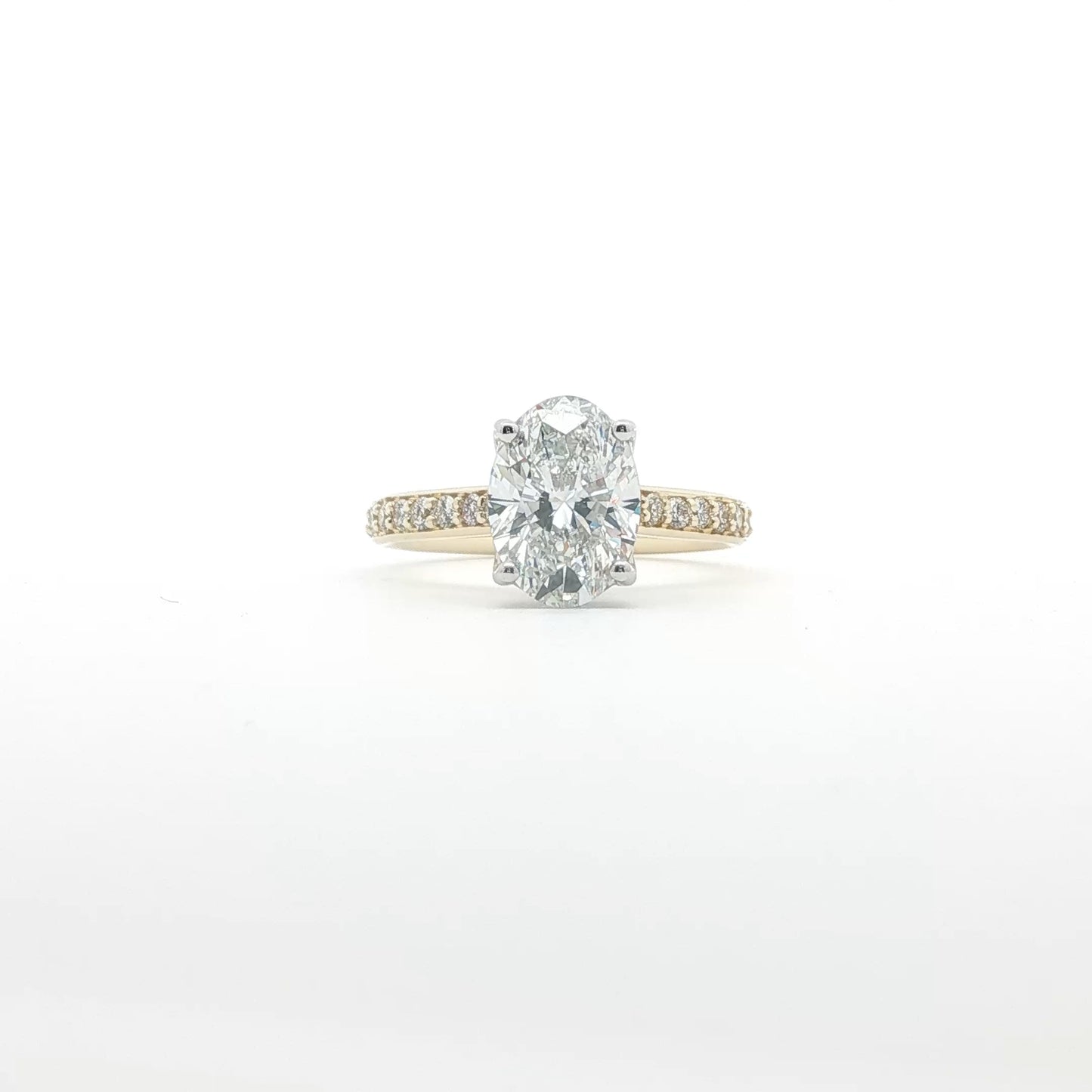 14kt YG 2.21ct LAB Diamond Oval with (20) Natural Side Ring