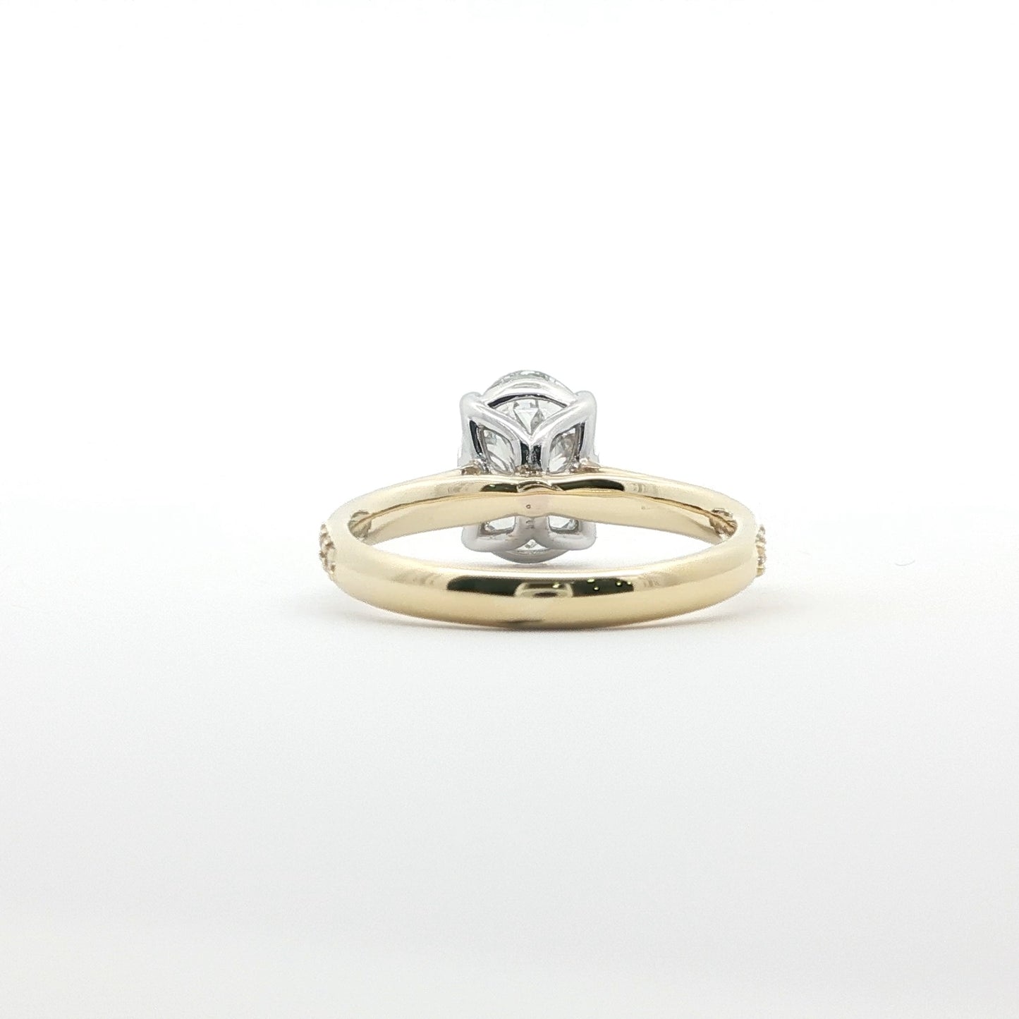 14kt YG 2.21ct LAB Diamond Oval with (20) Natural Side Ring