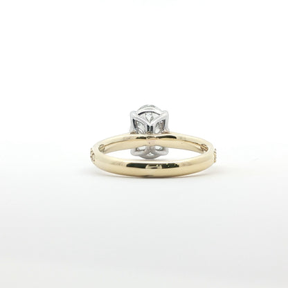 14kt YG 2.21ct LAB Diamond Oval with (20) Natural Side Ring