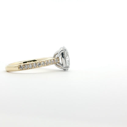 14kt YG 2.21ct LAB Diamond Oval with (20) Natural Side Ring