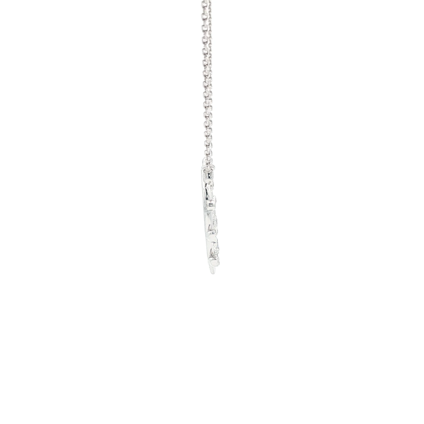 18kt White Gold Heart Olive Branch Pendant