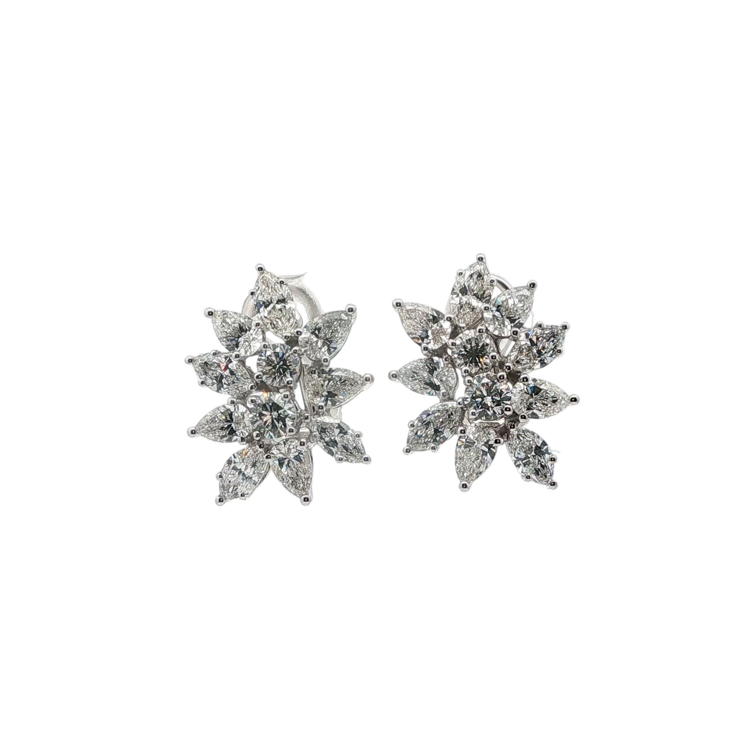 18KT WG Earring set LAB Pear (2.57ct), Marquise (2.07ct), Round (.96ct)