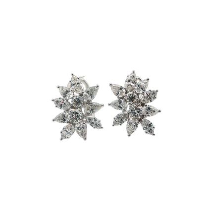 18KT WG Earring set LAB Pear (2.57ct), Marquise (2.07ct), Round (.96ct)