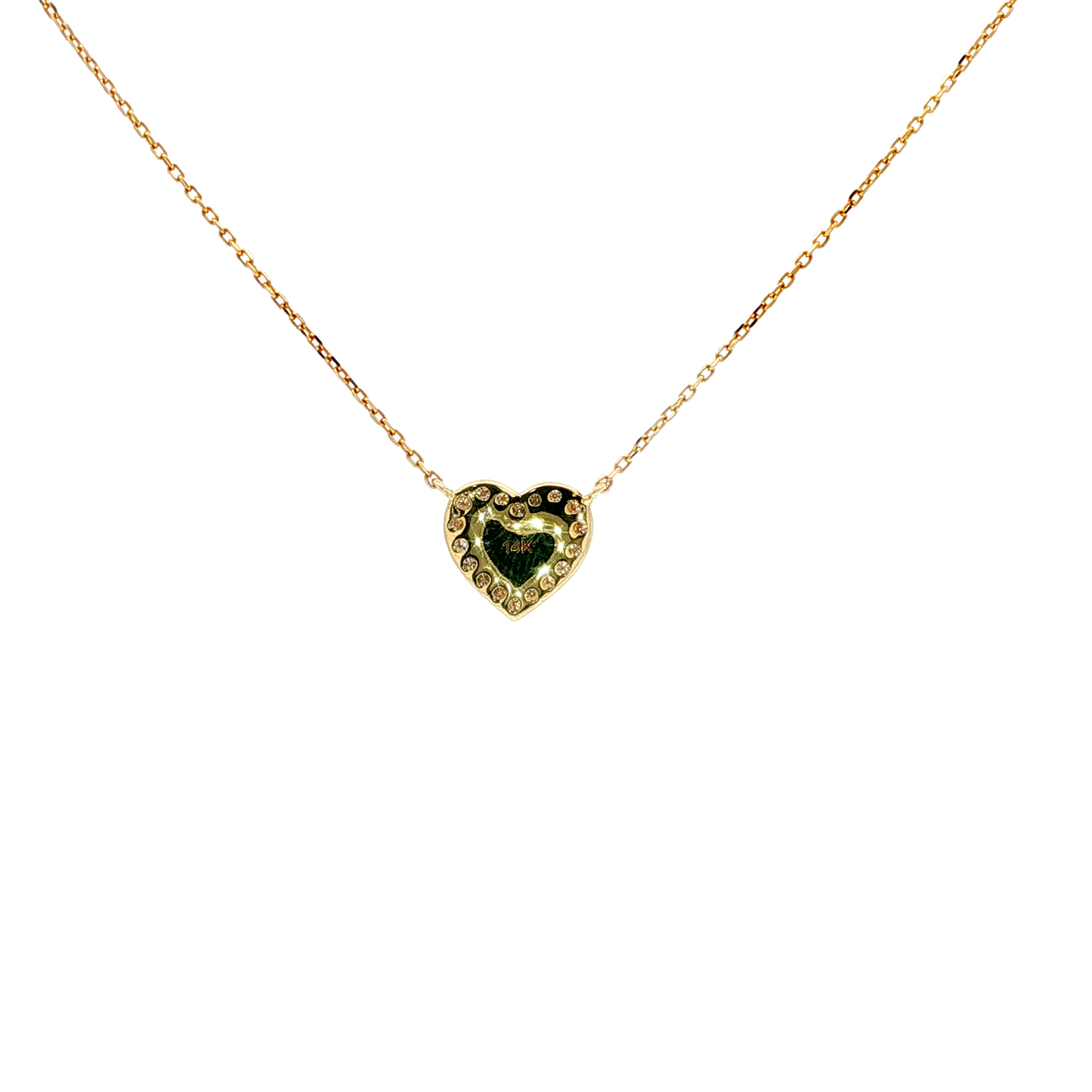 14kt Yellow Gold Red Enamel Heart Necklace, .12ctw Diamonds