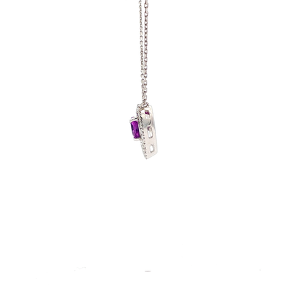 18kt White Gold Amethyst Pendant Necklace, .26ctw Amethyst, .46ctw Diamonds