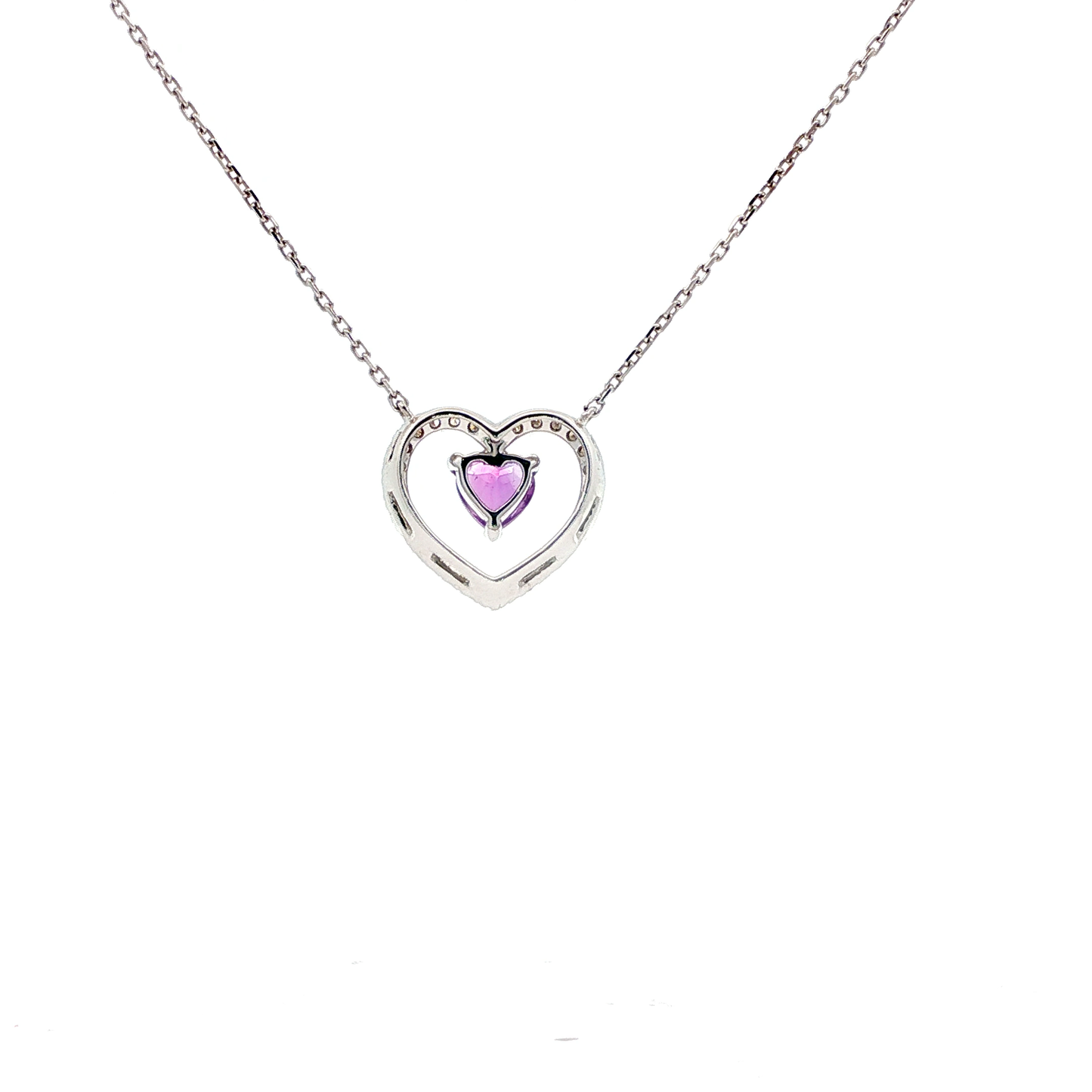 18kt White Gold Amethyst Pendant Necklace, .26ctw Amethyst, .46ctw Diamonds