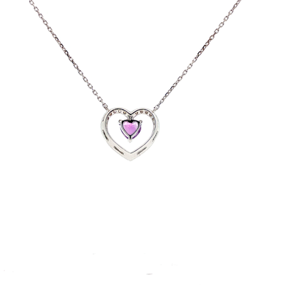 18kt White Gold Amethyst Pendant Necklace, .26ctw Amethyst, .46ctw Diamonds