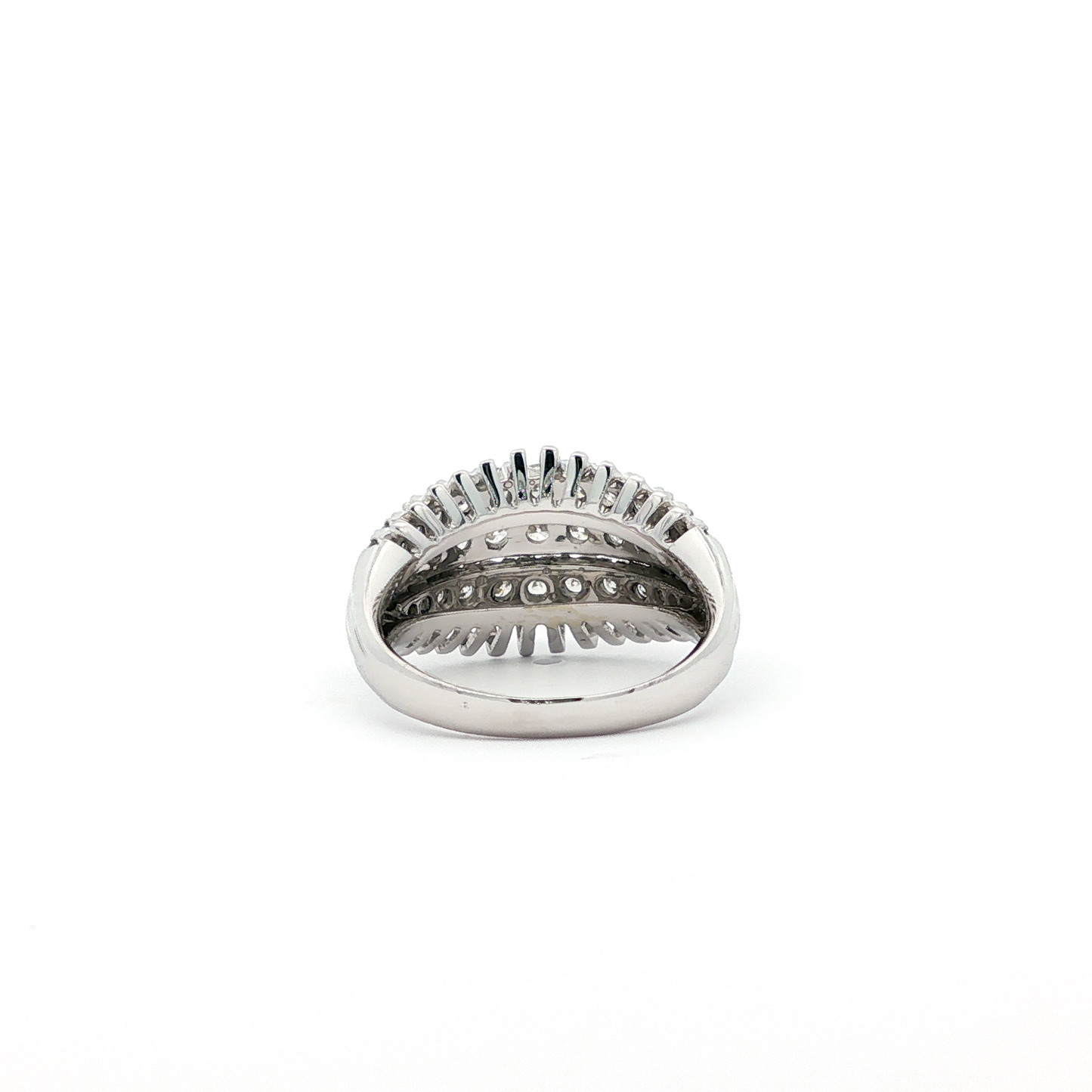 White Gold Triple-Row Diamond Dome Ring