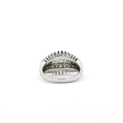 White Gold Triple-Row Diamond Dome Ring