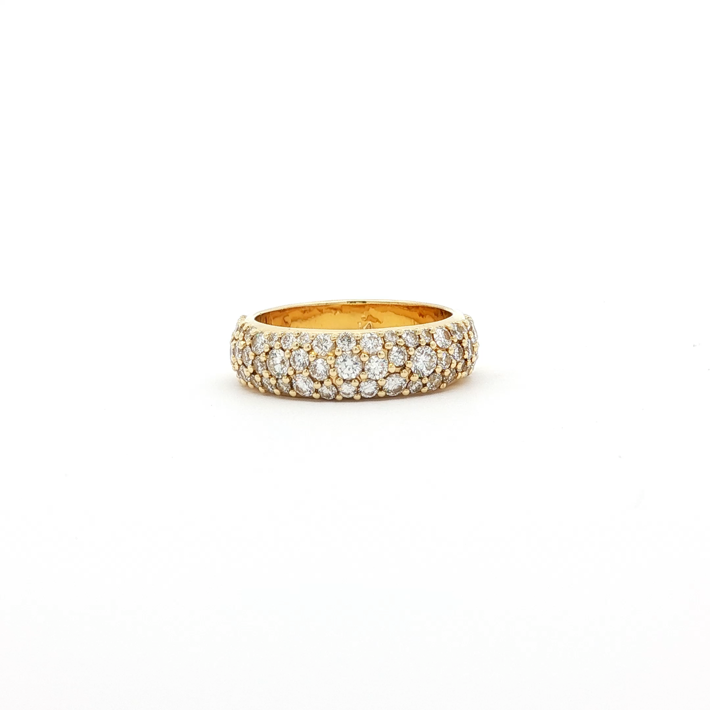 Round Brilliant Diamond Pavé Yellow Gold Wide Band Ring