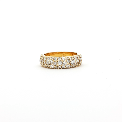 Round Brilliant Diamond Pavé Yellow Gold Wide Band Ring
