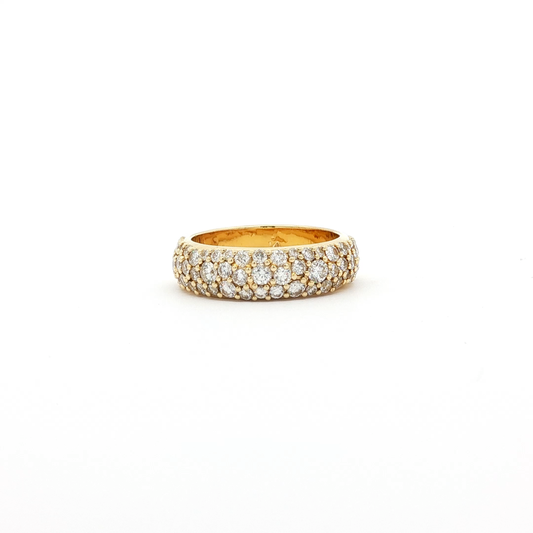 Round Brilliant Diamond Pavé Yellow Gold Wide Band Ring