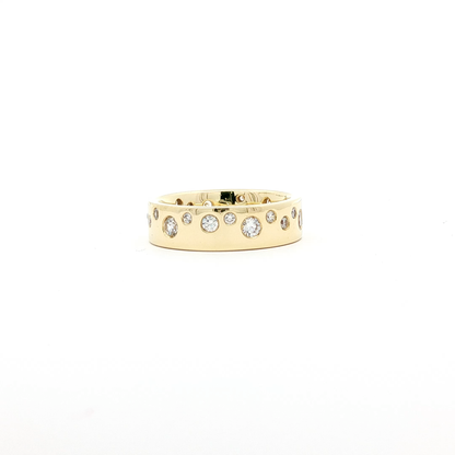 Scattered Flush-Set Diamond Band in Yellow Gold