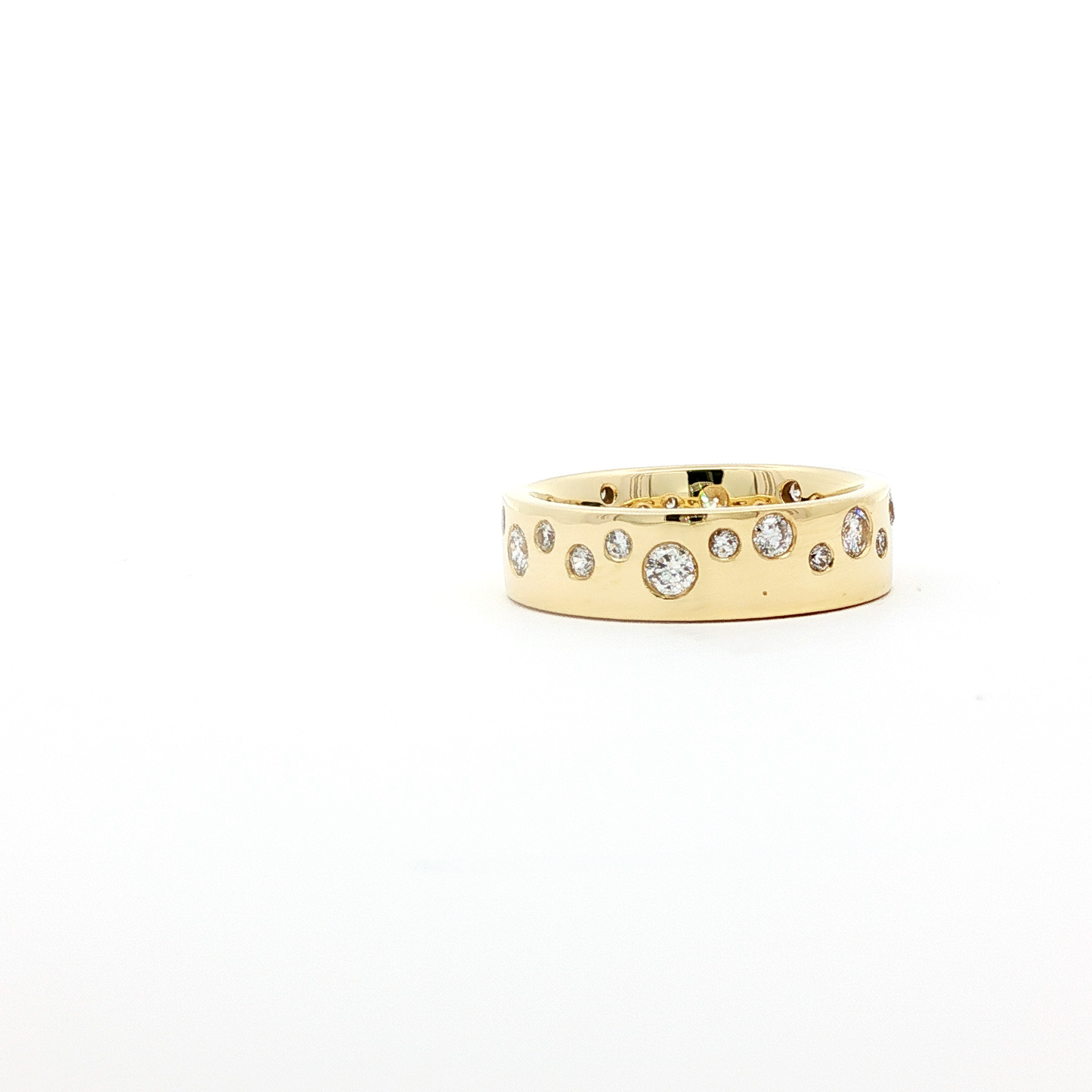 Scattered Flush-Set Diamond Band in Yellow Gold
