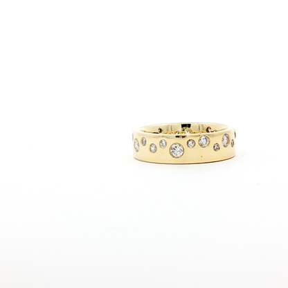Scattered Flush-Set Diamond Band in Yellow Gold