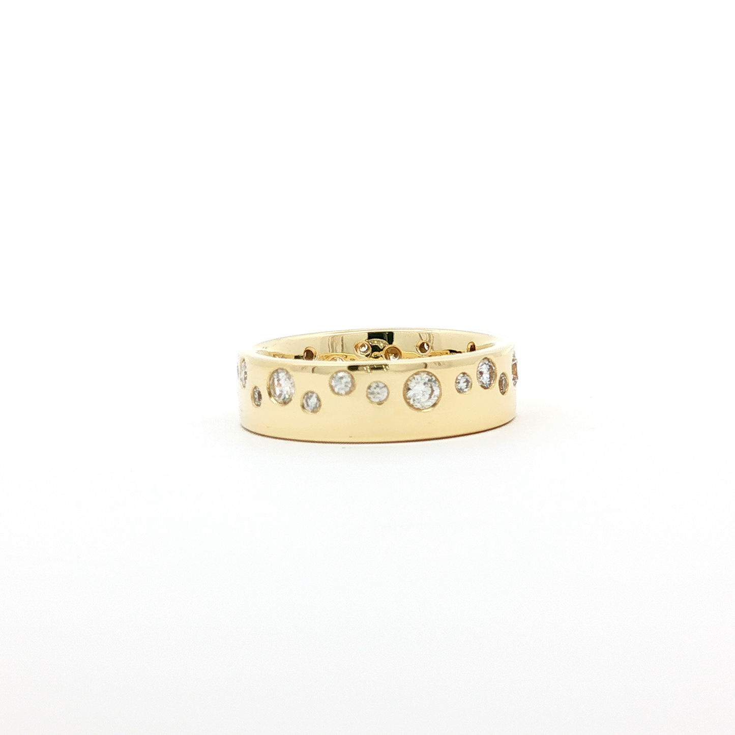 Scattered Flush-Set Diamond Band in Yellow Gold