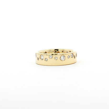 Scattered Flush-Set Diamond Band in Yellow Gold