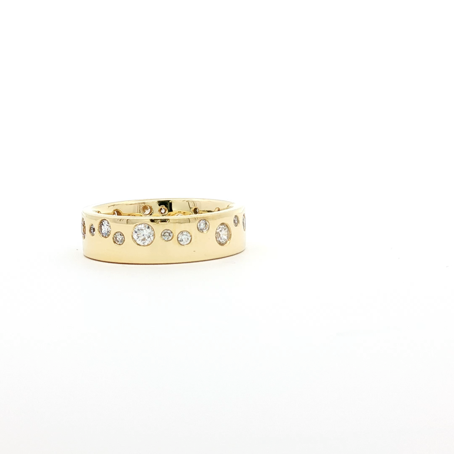 Scattered Flush-Set Diamond Band in Yellow Gold
