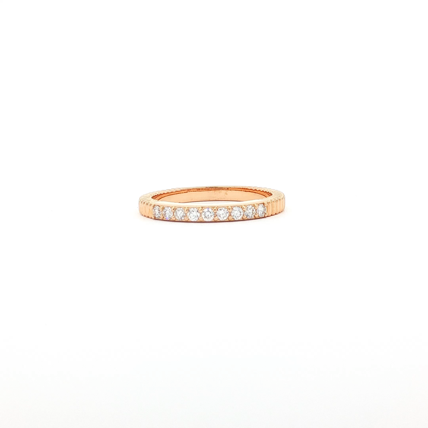 Textured Rose Gold Band with Round Brilliant Diamonds