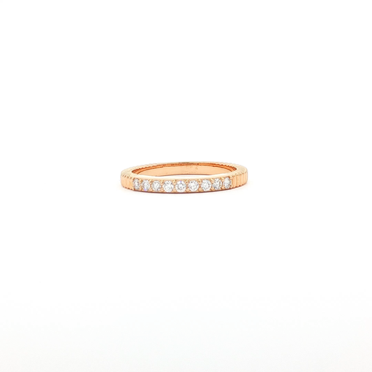Textured Rose Gold Band with Round Brilliant Diamonds