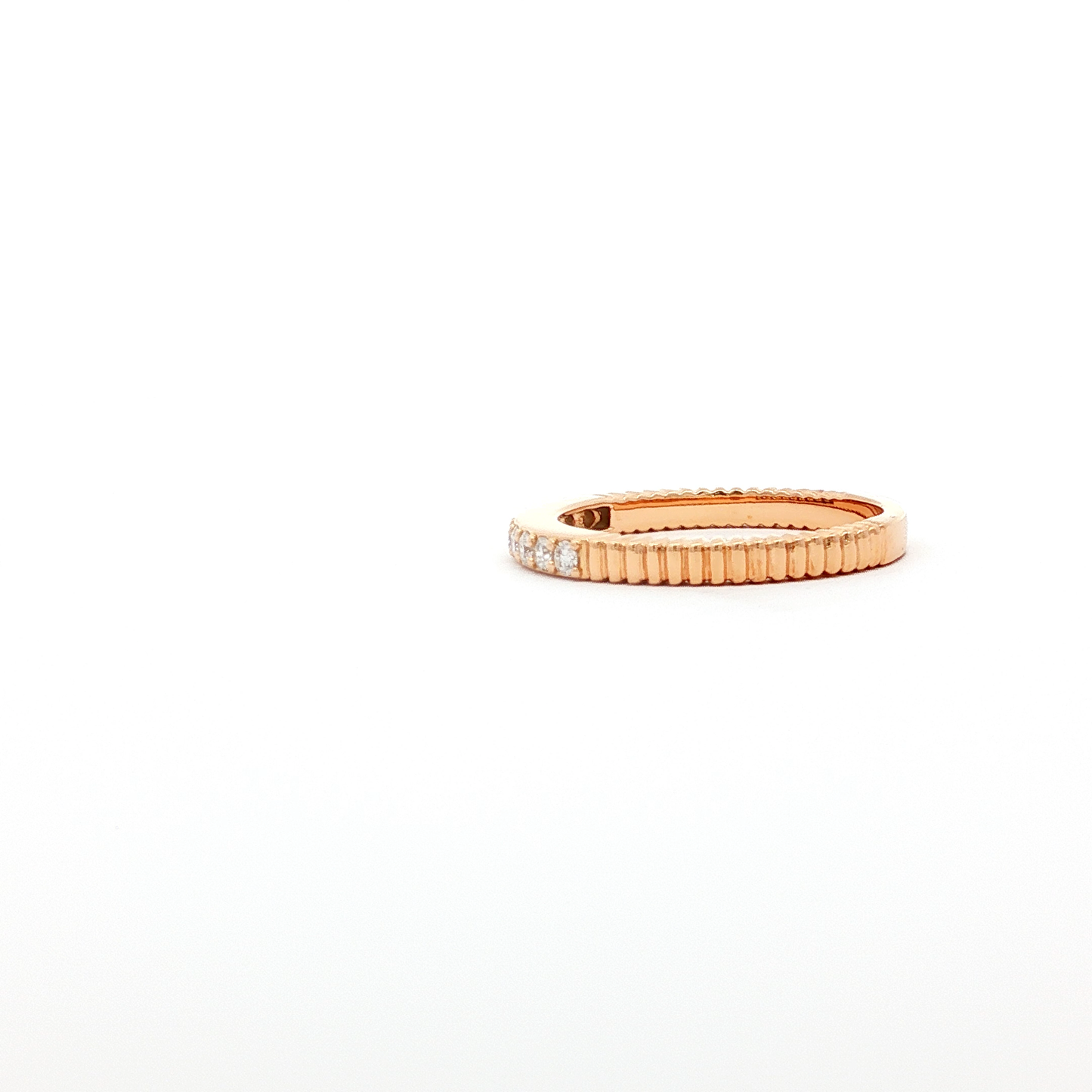 Textured Rose Gold Band with Round Brilliant Diamonds