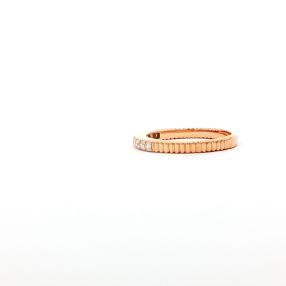Textured Rose Gold Band with Round Brilliant Diamonds