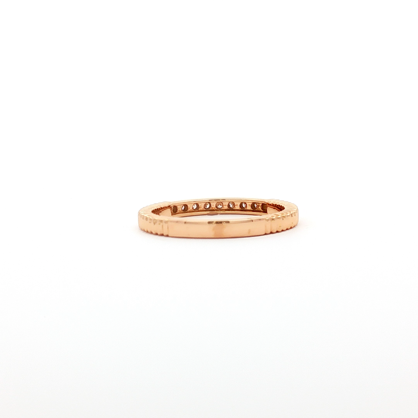 Textured Rose Gold Band with Round Brilliant Diamonds