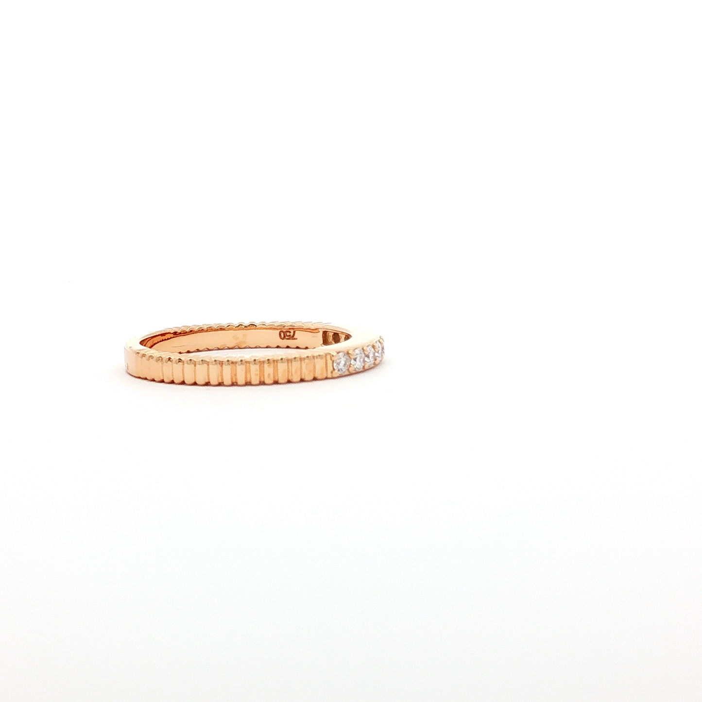 Textured Rose Gold Band with Round Brilliant Diamonds