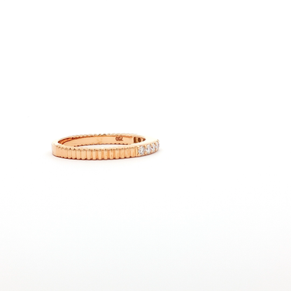 Textured Rose Gold Band with Round Brilliant Diamonds