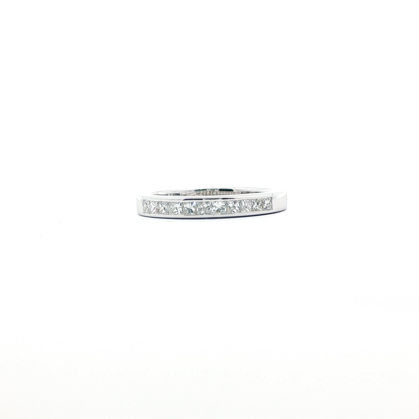 18kt White Gold Princess Cut Diamond Wedding Band