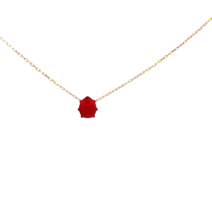 Yellow Gold Red Enamel Ladybug Pendant Necklace