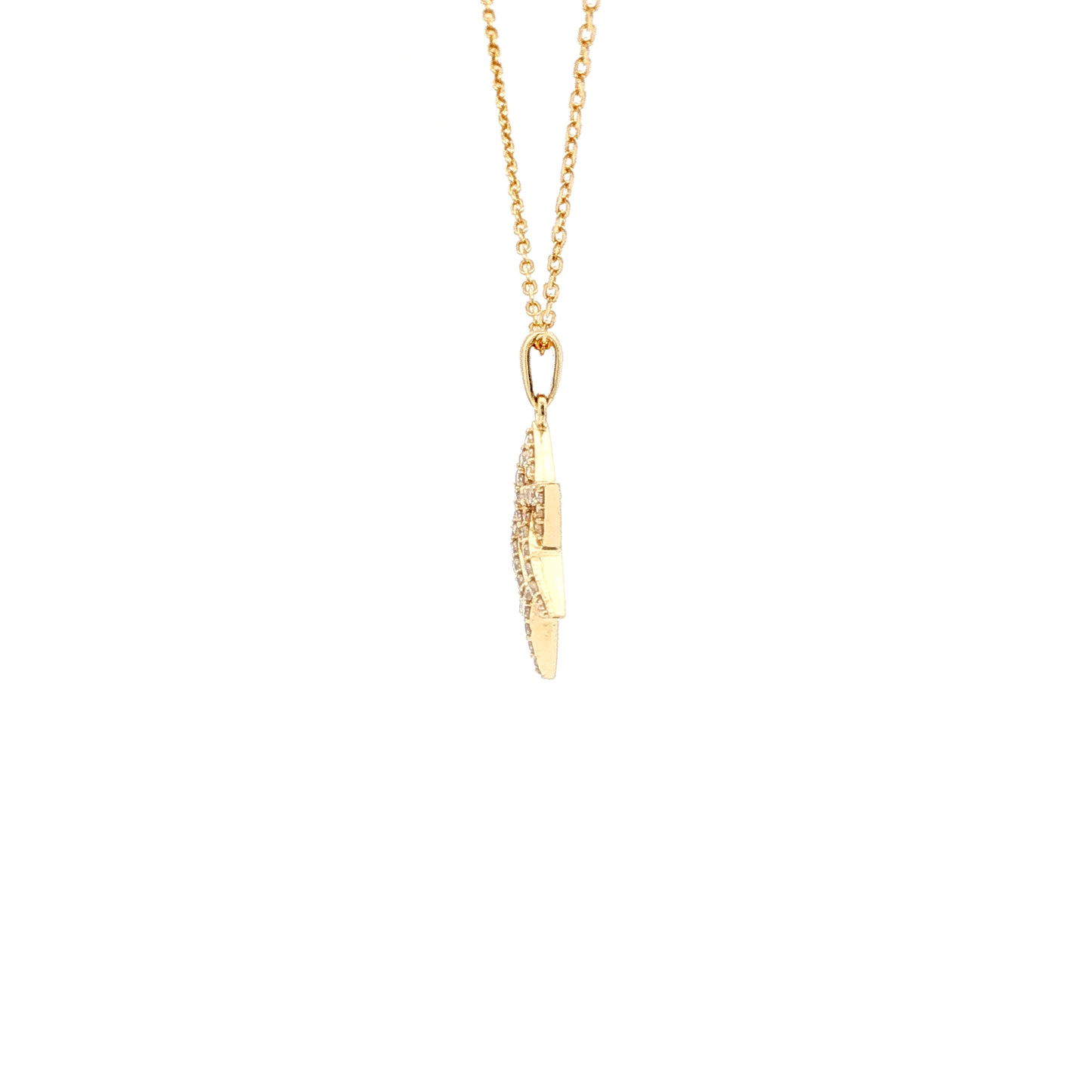 Yellow Gold Star of David Diamond Pendant Necklace