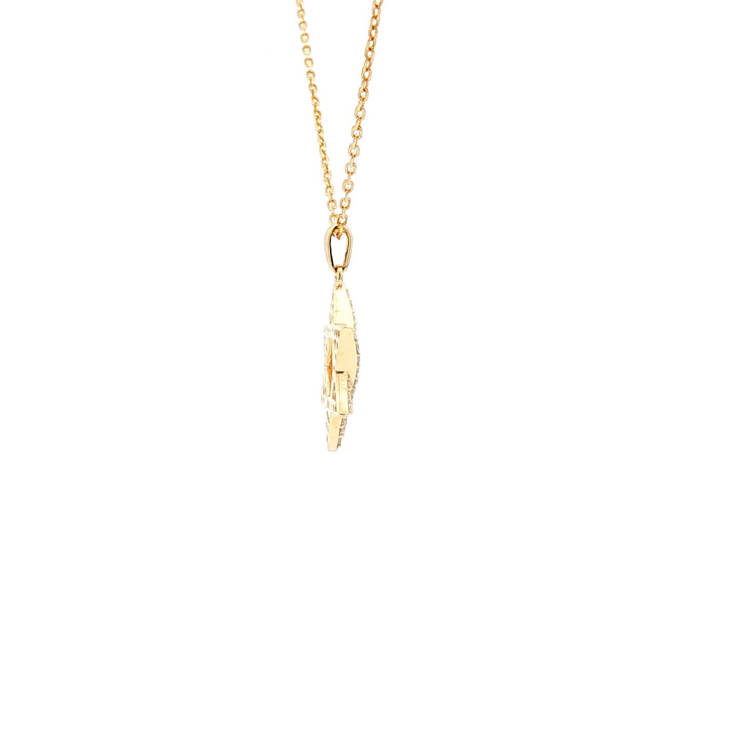 Yellow Gold Star of David Diamond Pendant Necklace