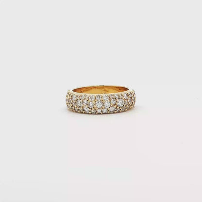 Round Brilliant Diamond Pavé Yellow Gold Wide Band Ring
