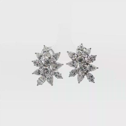 18KT WG Earring set LAB Pear (2.57ct), Marquise (2.07ct), Round (.96ct)