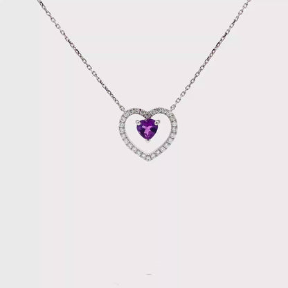 18kt White Gold Amethyst Pendant Necklace, .26ctw Amethyst, .46ctw Diamonds