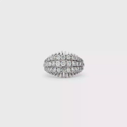 White Gold Triple-Row Diamond Dome Ring