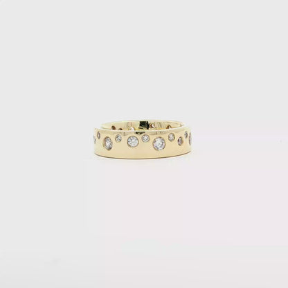 Scattered Flush-Set Diamond Band in Yellow Gold