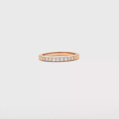 Textured Rose Gold Band with Round Brilliant Diamonds